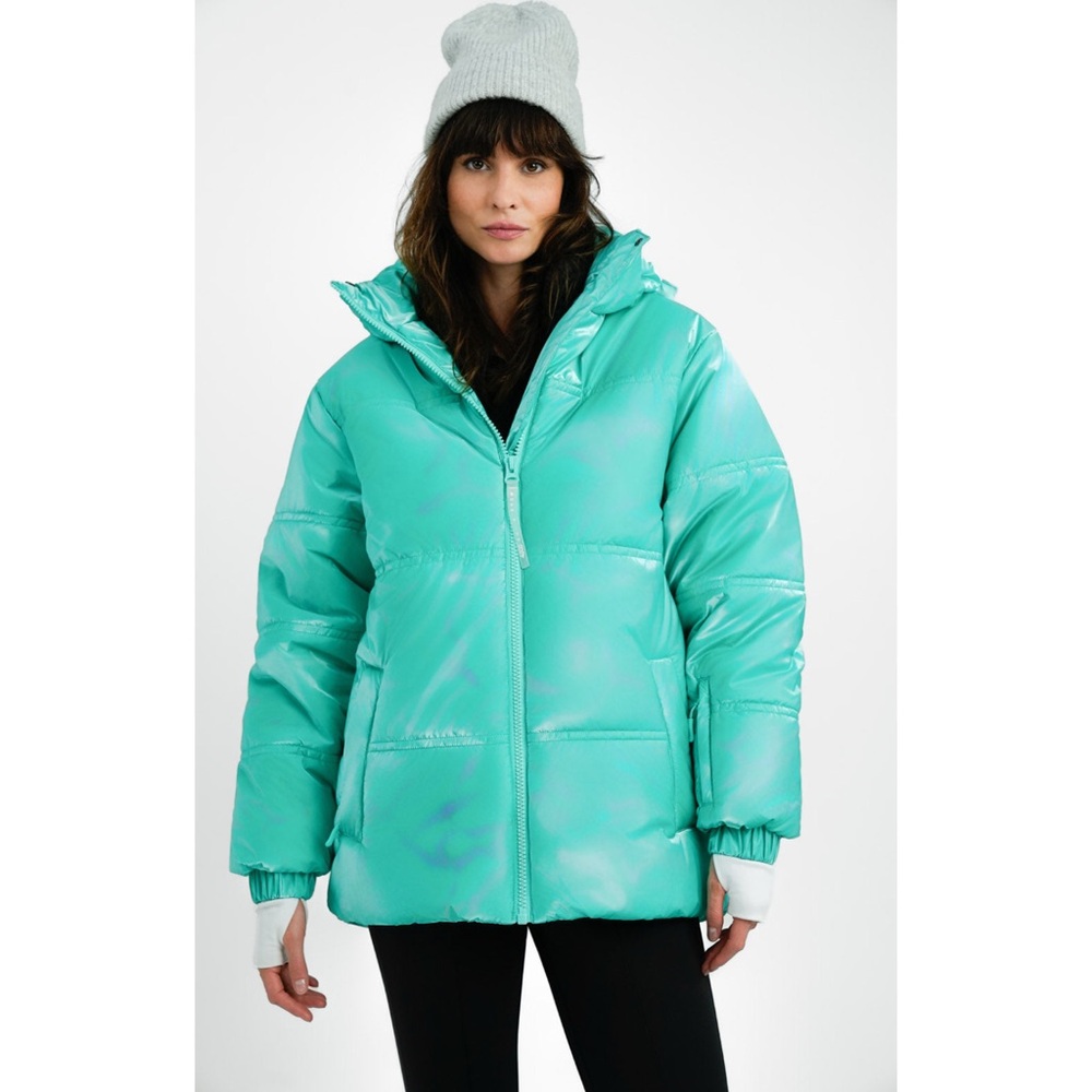 ASOS 4505 Ski & Snow High Shine Puffer Coat in Teal US 2 UK 6 EU 34 New